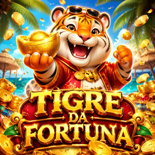 Cartão do slot Fortune Tiger com o tigre dourado em fundo vermelho