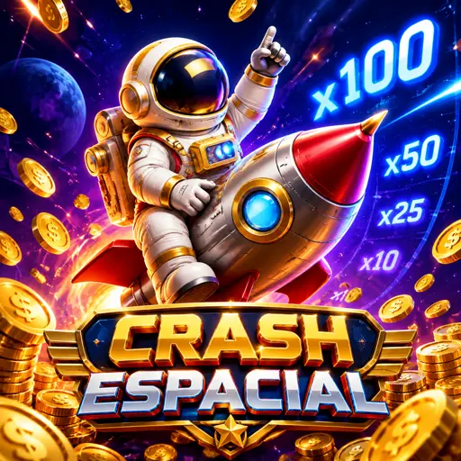 Cartão do jogo Spaceman com astronauta subindo e multiplicador